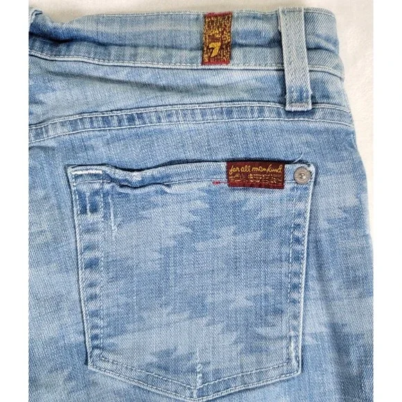 7 For ALL Mankind The Skinny Jeans Size 27 Ancient Pyramid Laser Aztec Print - Picture 7 of 16
